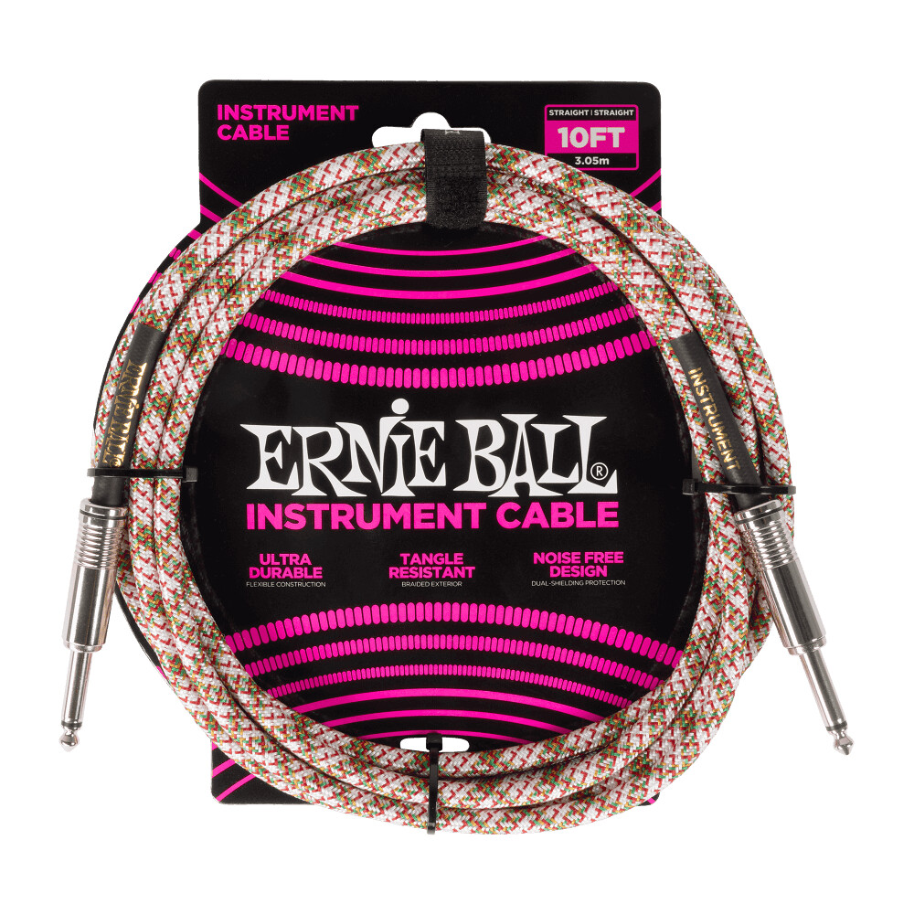 Cabo Ernie Ball Braided Instrument Cable 10ft Multicolor